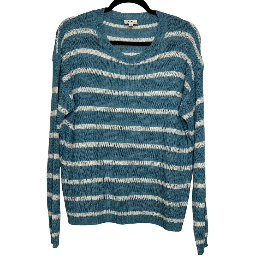 Bibi Blue White Stripe Knit Sweater Size Large